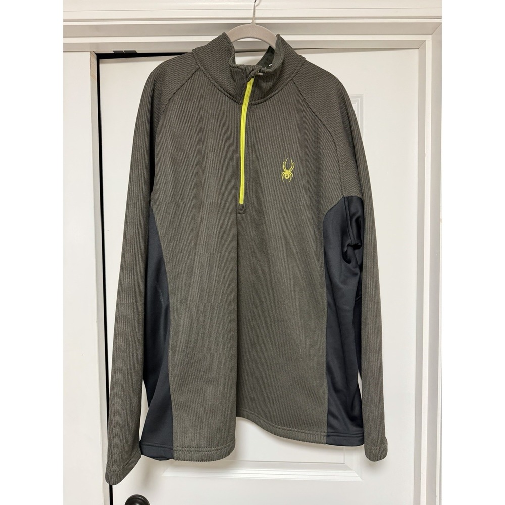 SPYDER Core Olive Green 1/4 Zip Knit Pullover Sweater Jacket, XXXL